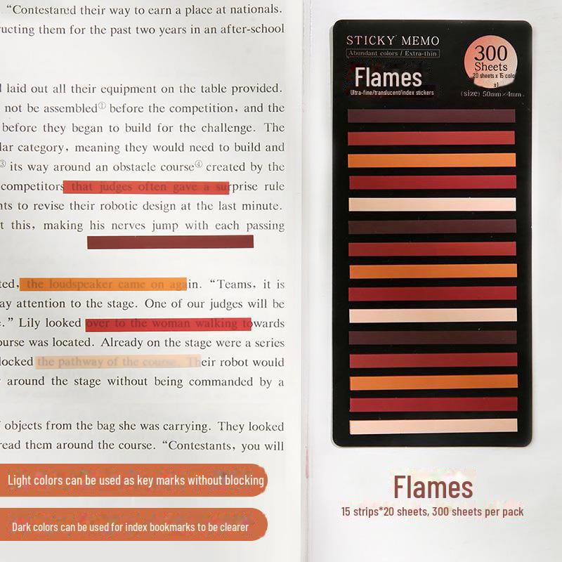 Morandi Translucent PET Index Stickers - Vanilla Autumn Series, Writable Sticky Notes & Markers