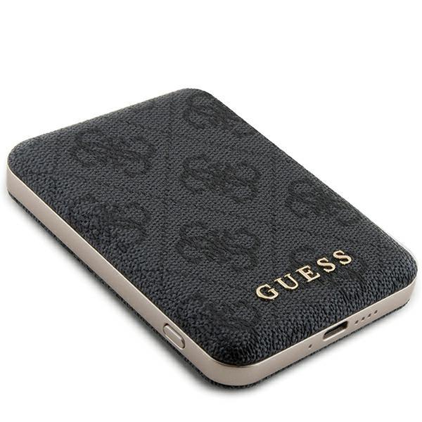 Guess 15W Wireless Powerbankgupb5Fp4Emgk 5000Mah Black/Black 4G Leather Metal Logo Magsafe