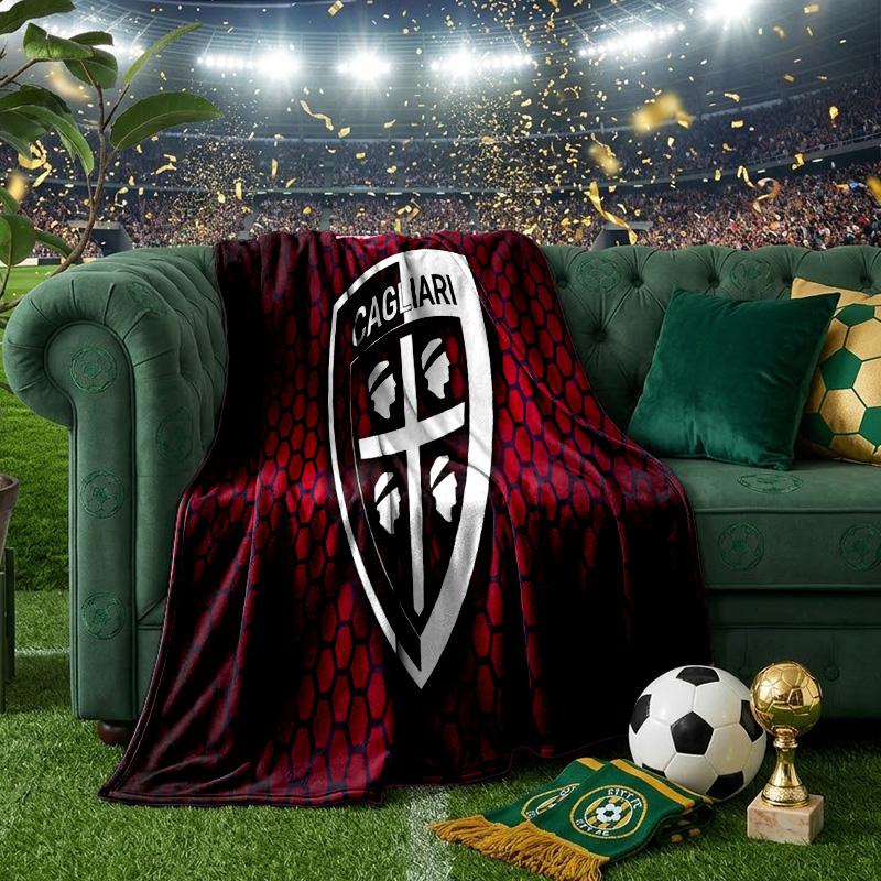 Cagliari Fußball Club Wappen Decken Flanelldecken Plüsch für Sofa Bett Geschenke für Männer Frauen Reise Picknickdecke Weihnachts-Fan-Geschenke