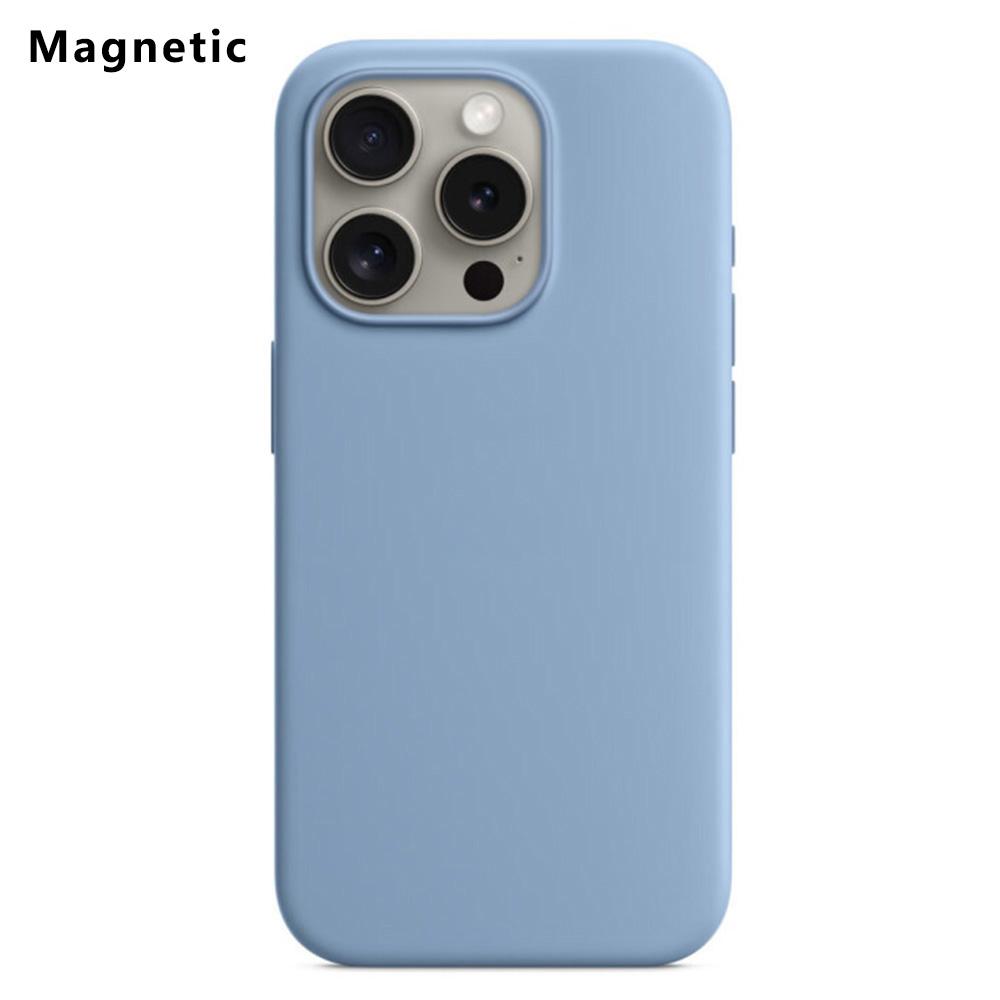 

Для iPhone 15 Pro Совместимый с MagSafe Жидкий силиконовый чехол на заднюю панель телефона (Нет логотипа) Blue