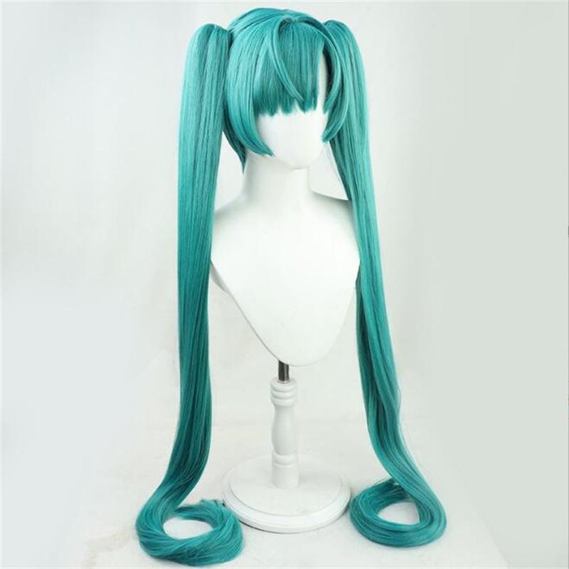 Perruque de cosplay ReadySteady Miku verte, 120 cm de long, queue de cheval à clip, cheveux synthétiques résistants à la chaleur, jeu d'anime, perruques de cosplay + bonnet de perruque