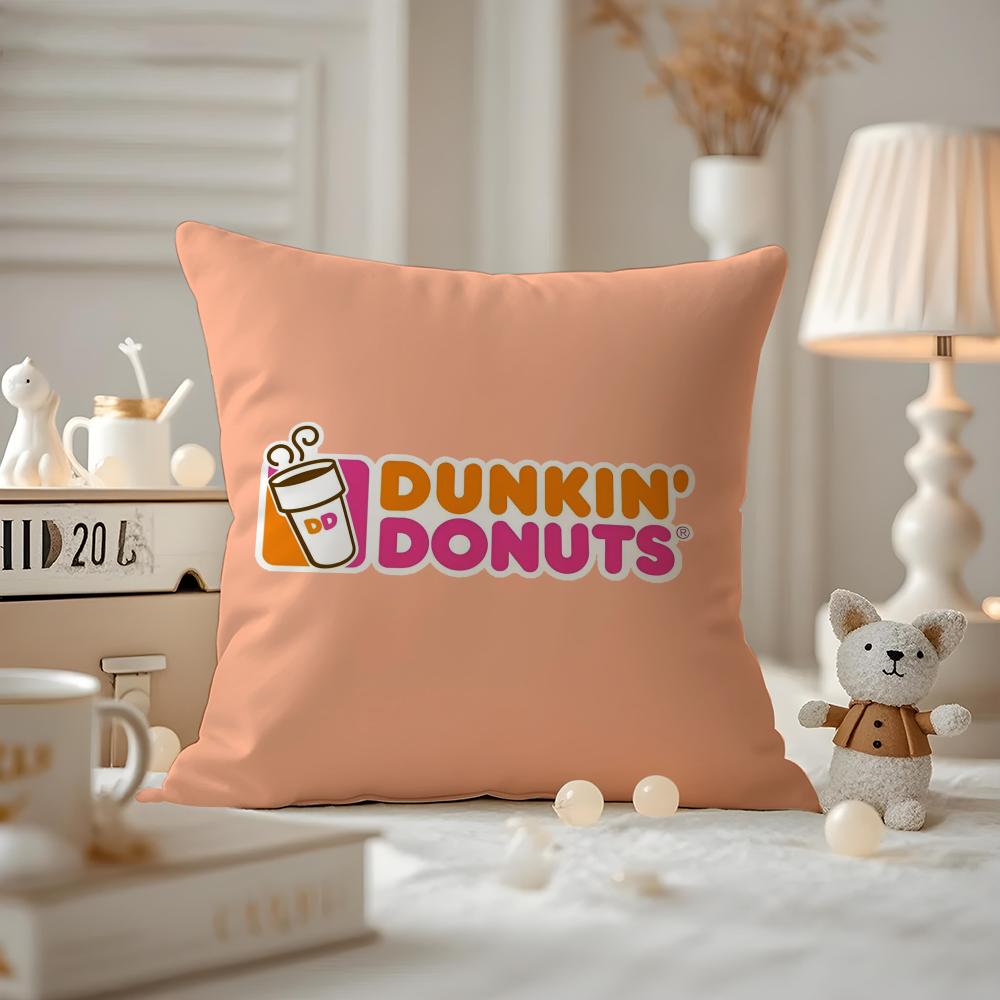 Dunkin' Donuts Cushion Cover Anti-dustmite Pillowcase Invisible Zipper Silky Short Plush Sofa Cushion Cover