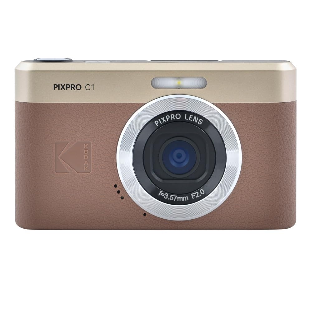 KODAK Pixpro C1 – Ultra-Compact Digital Camera | 13MP BSI CMOS, 4x Zoom, 2.8-inch LCD Screen, LED Flash – Marron