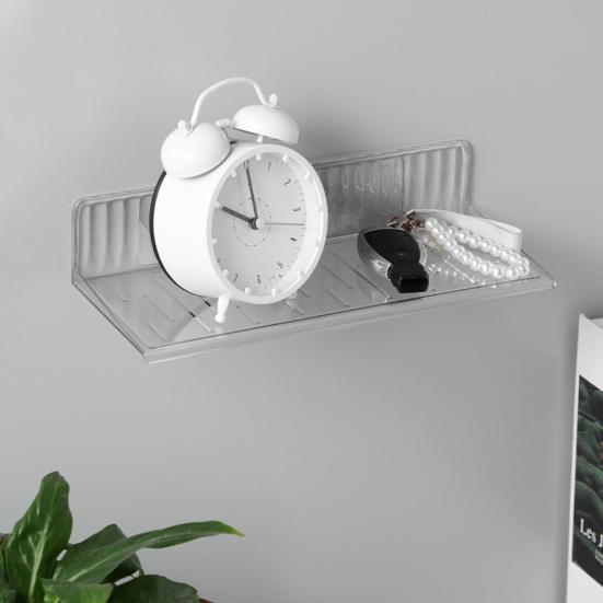 Transparent Wall Mount Shelf No Drill Anti-Slip Great Load Bearing Bathroom Living Room Storage Rack