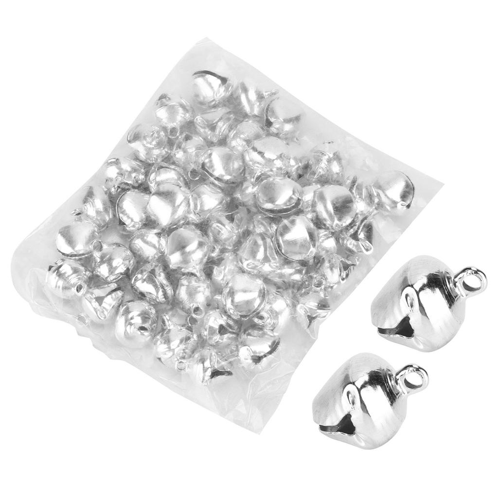 50pcs Small Bells DIY Mini Tiny Iron Jingle Bells with Hole for Craft Jewelry Festival Birthday DecorationSilver