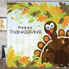 Thanksgiving Shower Curtain,Cartoon Turkey and Autumn Leaves Shower Curtain for Bathroom Decor Polyester Waterproof Bath Curtain