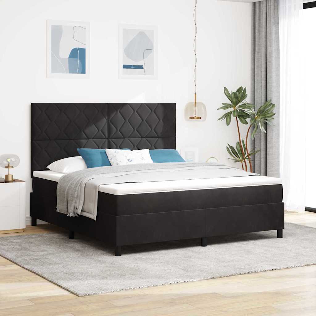 Boxspring Bed with Headboard Black 180 X 200 Cm Velvet