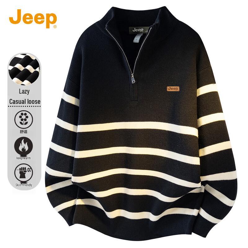

JEEP Men s Striped Half-Zip Knitted Sweater (Fall/Winter 2025) 2XL