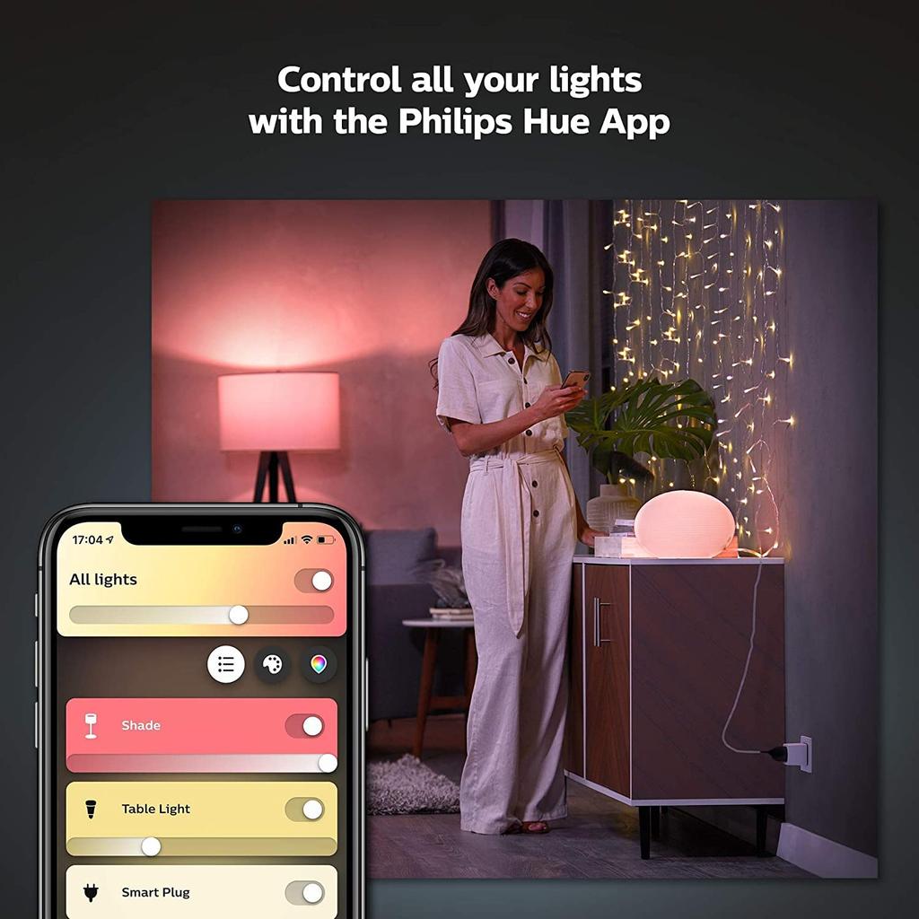 Philips Hue Smart Remote, Smart Switch, Smart Light, Wireless LED Lighting, Dimming, Color Adjustment, Timer, Remote Control with Smartphone,