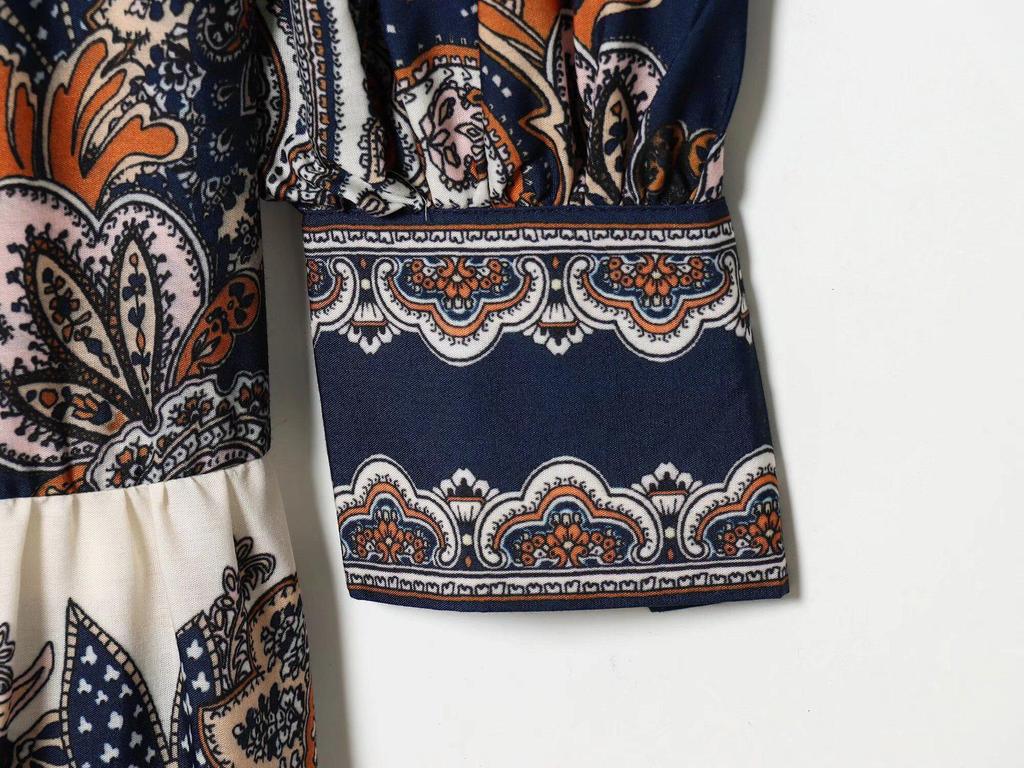 2026 Spring Women's Long-Sleeve Stand-Up Collar Layered Hem Dress 61546