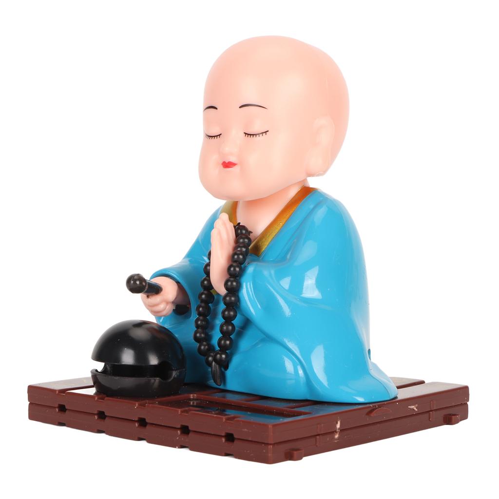 Little Buddhist Monk Ornament Solar Powered Cute Monk Decorative Ornaments for Car Desktop Living Room