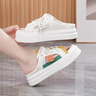 Nouvelles chaussures décontractées d'été demi-claquettes semelles épaisses rehaussement chaussures de plage pantoufles cool K