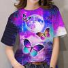 Summer Round Neck Butterfly Pattern 3D Print Top Fashionable Casual Short Sleeved Women's T-shirts