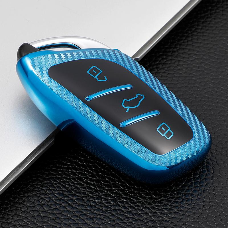 TPU Carbon Fiber Car Smart Key Case Cover Bag for MG ZS EV MG6 EZS HS EHS 2019 2020 for Roewe RX5 I5 I6 RX3 RX8 ERX5