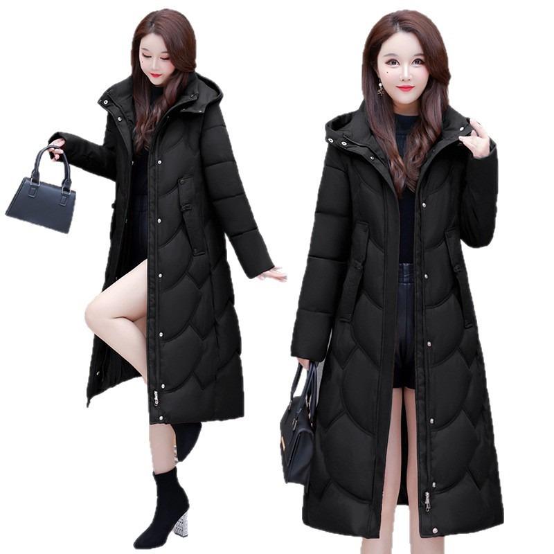 Winter Hooded Women's Cotton-padded Clothes Women's Long Knee-slim Cotton-padded Jackets Thermal Down Cotton-padded Clothes Women's Jackets