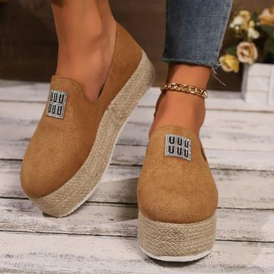 Neue Freizeit-Loafer für Damen aus Webstoff, rutschfest, flache Schuhe mit runder Spitze, atmungsaktive Slipper zum Reinschlüpfen, Damen-Flats, dickes Plateau, faule Segeltuchschuhe