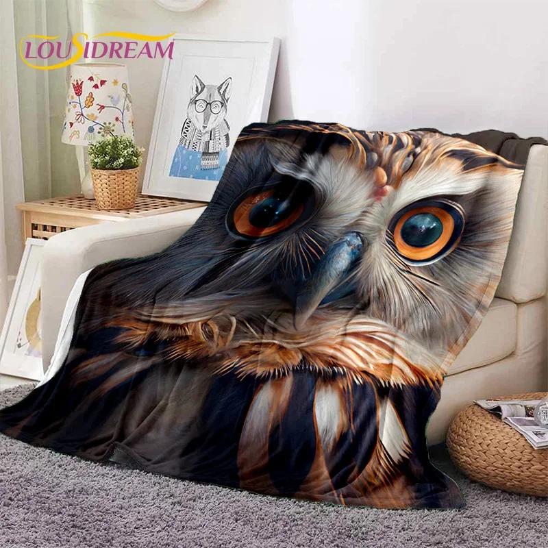 Cute Owl Eagle Birds Cartoon 3D Soft Flannel Blanket for Beds Bedroom Sofa Picnic,Throw Blanket for Cover Outdoors Leisure Gift