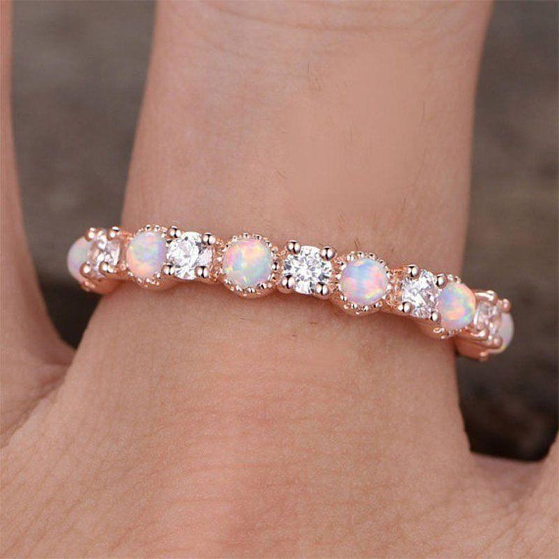 Elegant Women's Rose Gold Ring High Quality Round Cut Rhinestone Rings Jewelry For Weddings And Anniversaries