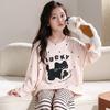 100% Cotton Girls Long Sleeve Pajamas Set Cartoon Print Round Neck Sleepwear Kids 8 Years