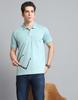 MONTE CARLO Mens Solid Green Collar Neck Half Sleeve T-Shirt
