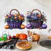 Flowers Halloween Pumpkin Fruit Basket Glass Showcase Home Decor Stickers Wall