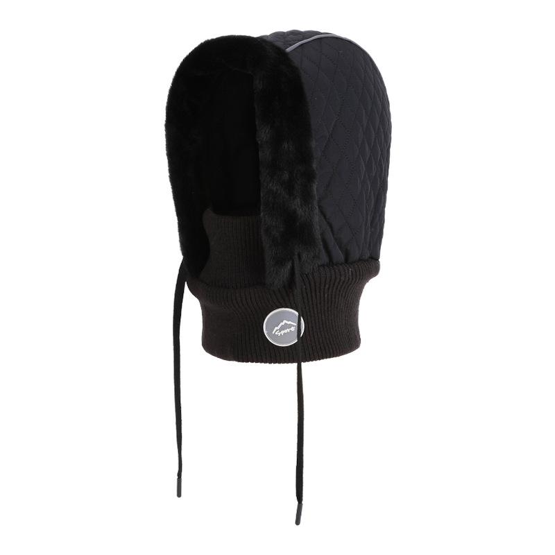 

Winter Hat Mask Scarf Integrated Cap Outdoor Cycling Velvet Warm Head Cap Windproof Cold Ear Protection Bomber Hat чорний