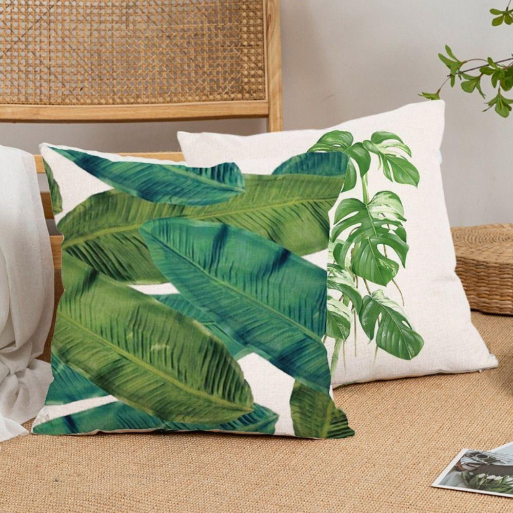 

Linen Throw Pillowcover Tropical Plants Cushion Cover Living Room/Office