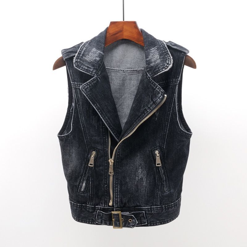 Short Jacket Women Plus Size Jean Waistcoat Fashion Denim Vest Female Spring Autumn Sleeveless