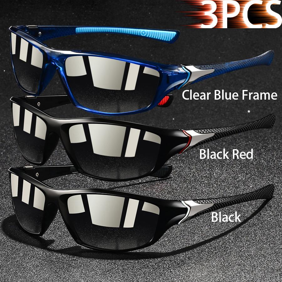 2 Pieces Fashion Vintage Sports Sunglasses Men Women Fishing Running Cycling  Sport Man Sun Glasses Anti-Glare UV400 Eyewear
