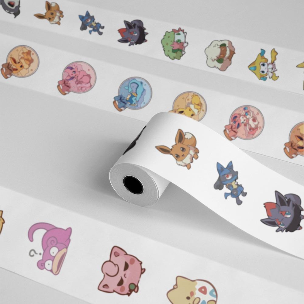 500pcs Roll Cartoon  Stickers Kawaii Anime Eevee Diy Book Laptop Decals Decoration Stiker Children Reward Toy Girl Gift