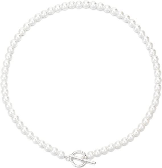 Popular glass pearl imitation bead necklace Bohemian OT buckle pearl necklace