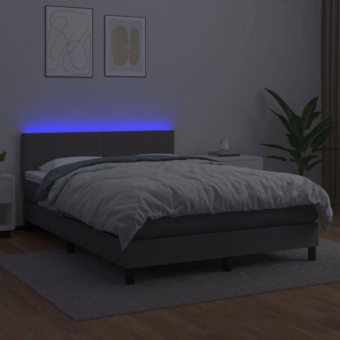 Maison Exclusive - Sommier à lattes de lit avec matelas et LED Gris 140x200 cm
