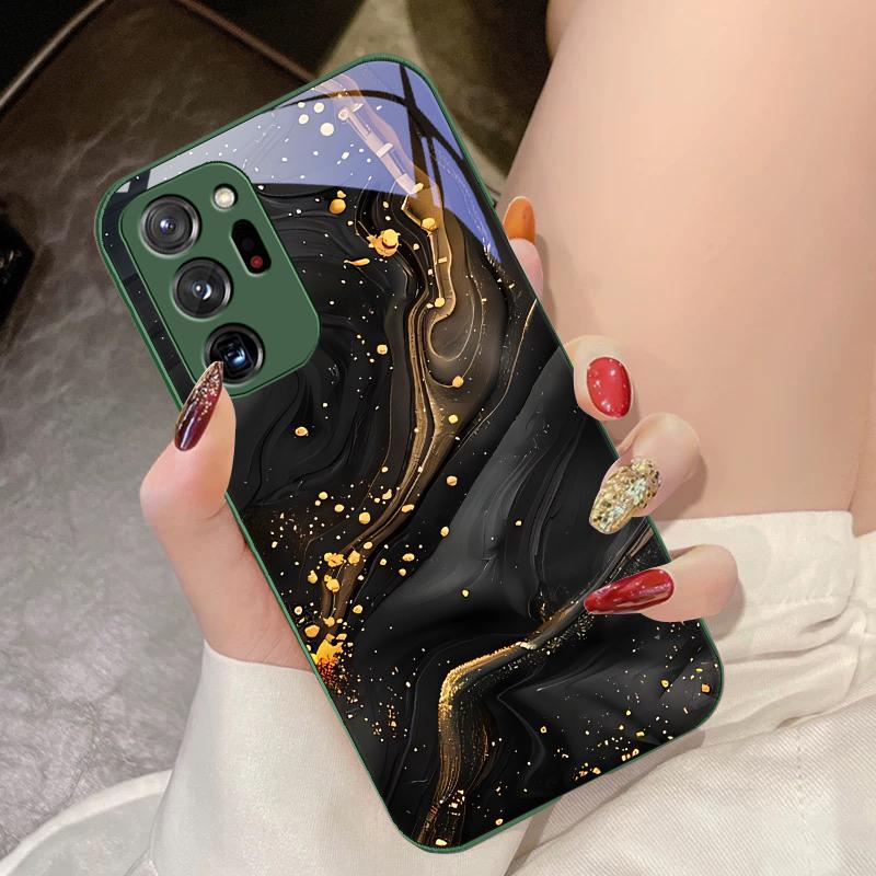 Tmavé Zlaté Černé Pro Samsung Galaxy Note 8 9 10 PRO 20 Ultra A01 02 03 Core 04E 4G 12 13 5G Tvrzené Sklo Pouzdro na Telefon