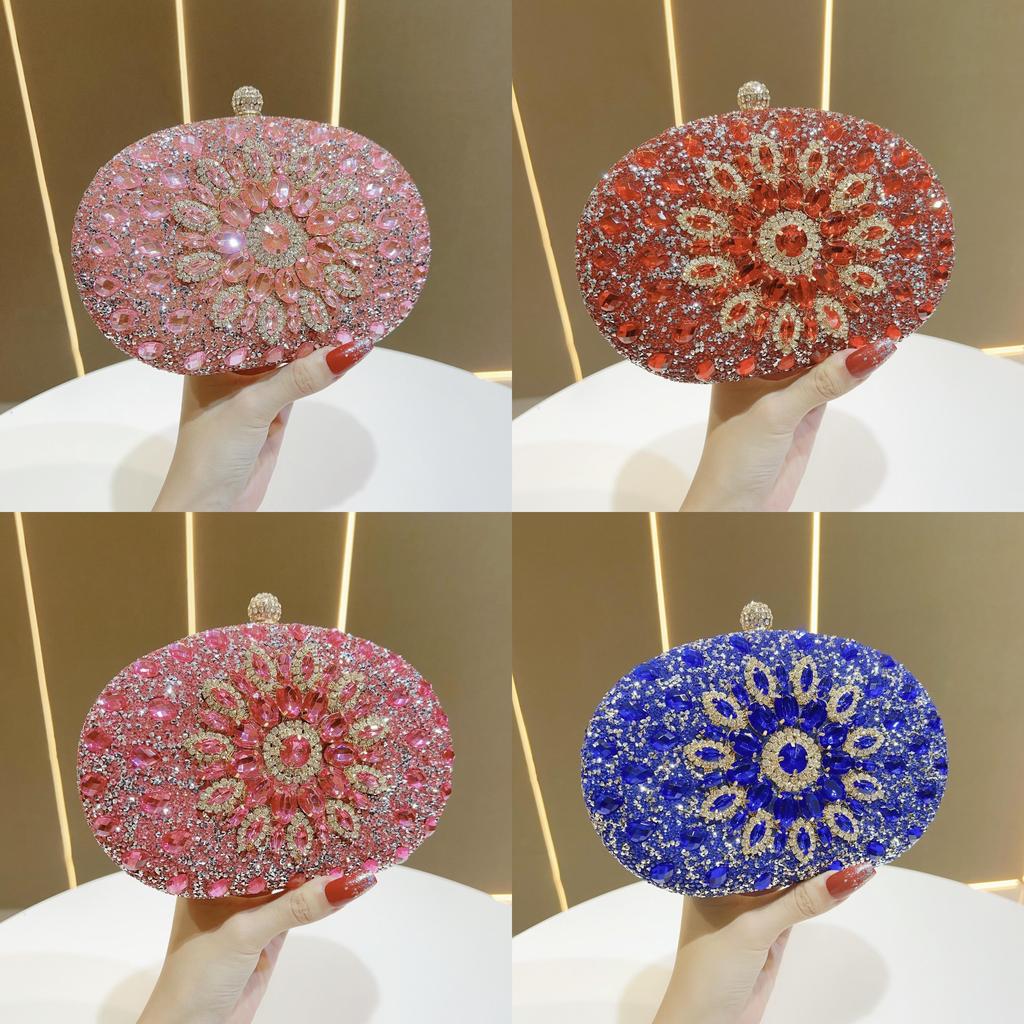 Borsa da Sera Girasole Diamante d'Acqua Pochette Lussuosa con Perline per Eventi Formali