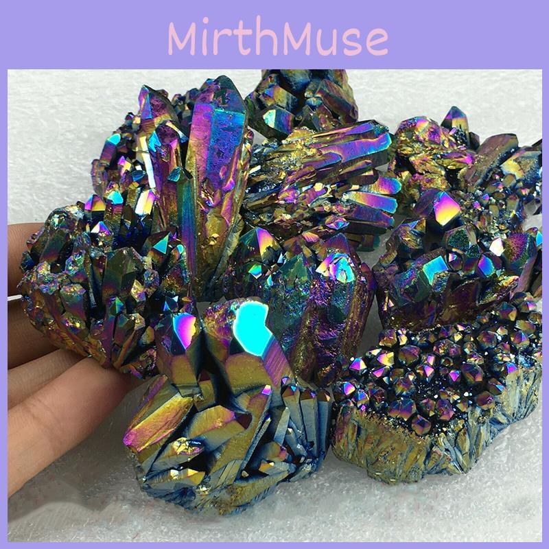 Stunning Natural Quartz Crystal Rainbow Titanium Cluster For Healing And Home Decor