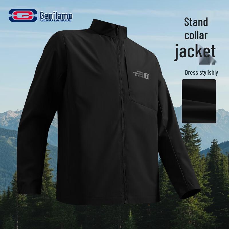 

GENIOLAMODE Men s Casual Stand Collar Jacket 2XL