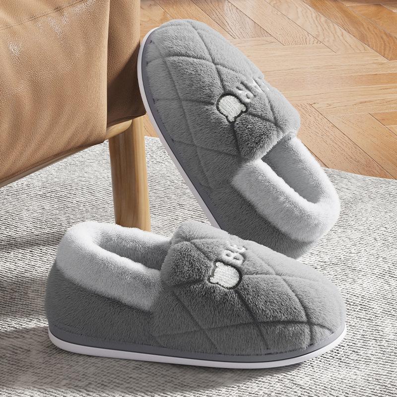 Cotton slippers winter bag and indoor household warm and non-slip household plush cotton shoes winter
