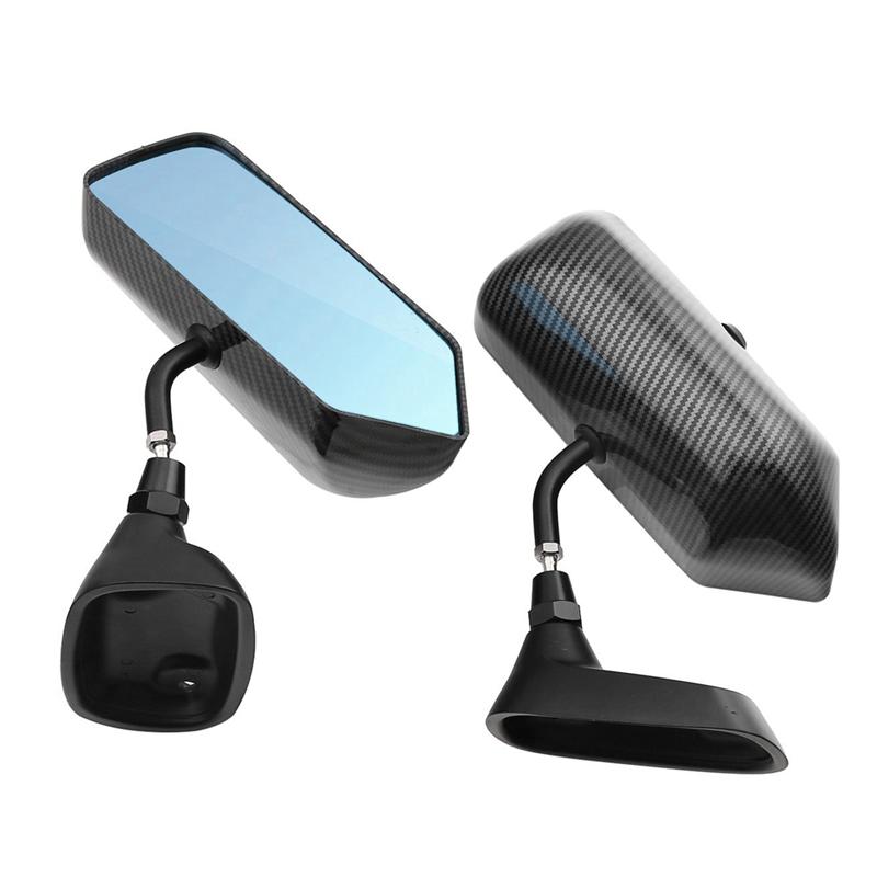 Car Universal Tuning Mirror F1 Aluminum Base Carbon Fiber Rearview Blue Mirror Tuning Mirror Parts Accessories-A87Q