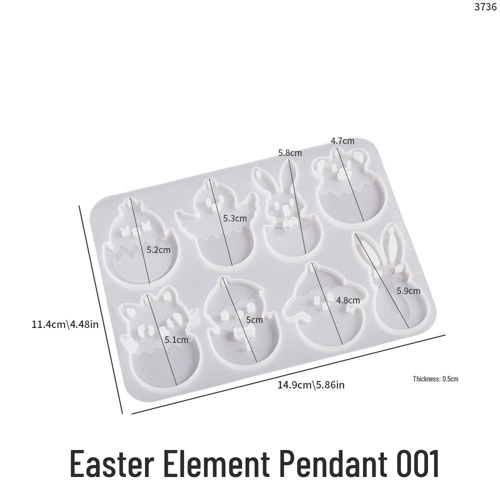 Easter Resin Animal Earrings Mold: Egg, Rabbit, Chick, Cat Pendant
