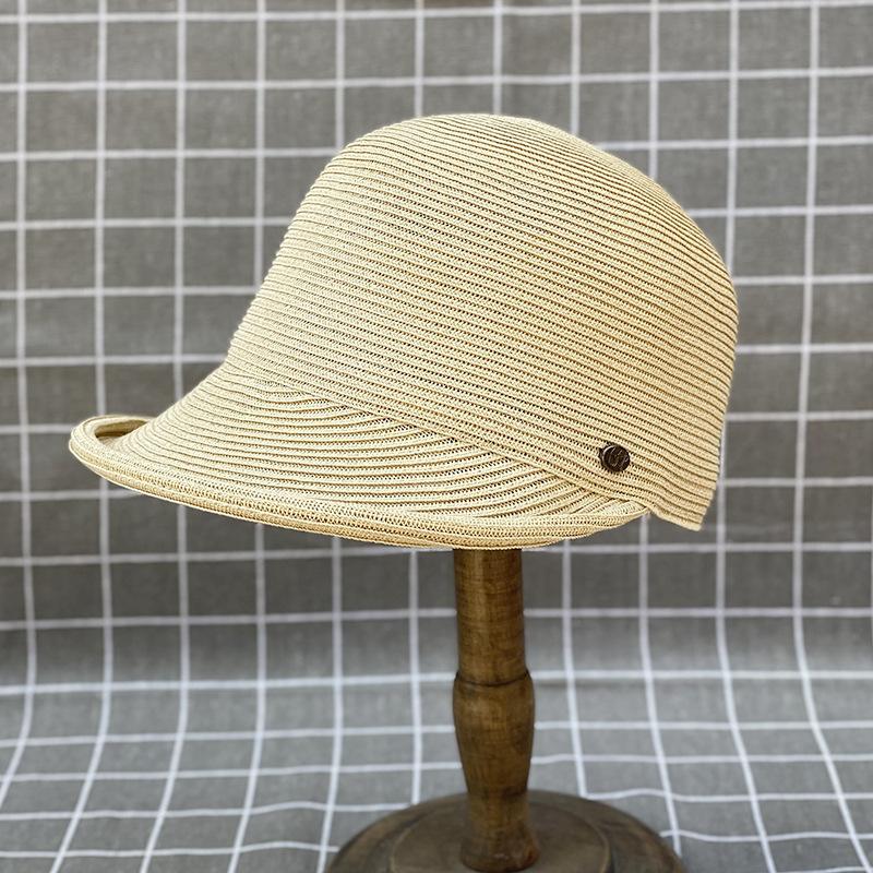 Japanese Casual Retro Crimped Equestrian Hat Summer Sunshade Straw Hat Women'S Travel Sunscreen Beach Straw Cap