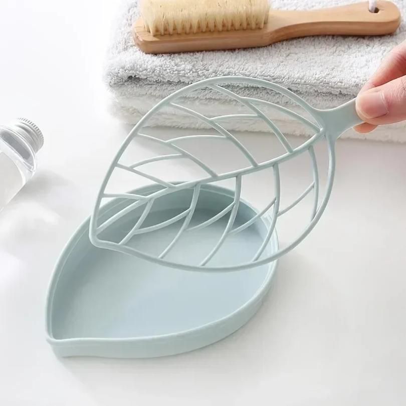 Leaf-Shaped Soap Dish 2 Layers Drain Soap Box Bathroom Dish Plate Case Home Shower Soap Holder Bathroom Accessories