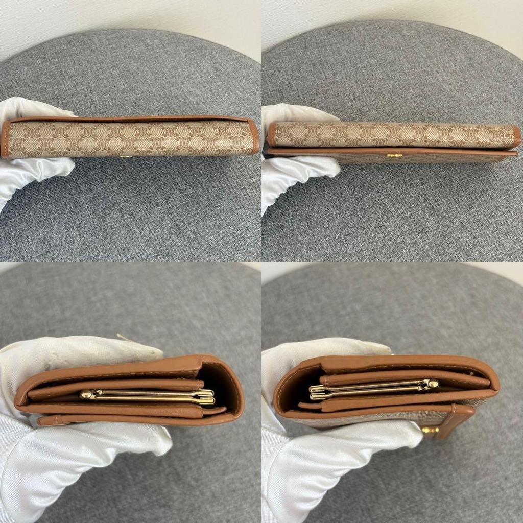 Used Celine Macadam Pattern Long Wallet Bifold Wallet Beige cw520