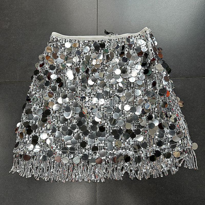Yanzi Export Day + Big Round Sequin Silver Mirror Sequin Party Music Festival Fashionable Sequin Sexy Suit Female