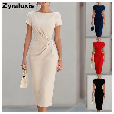 Waist Ruched Dress Evening Cocktail Elegant Gown Women