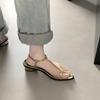 Niche French flat-bottomed silver temperament strappy sandals fairy shoes 2025 new summer beach roman shoes
