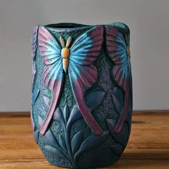 Handmade Animal Flower Pot Hand-painted Swan Butterfly Bird Planter Pot Home Balcony Garden Decoration Cactus Succulents Plants Container