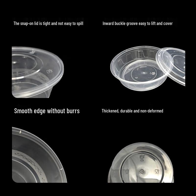 Disposable Round Bowl with Lid, 450ml