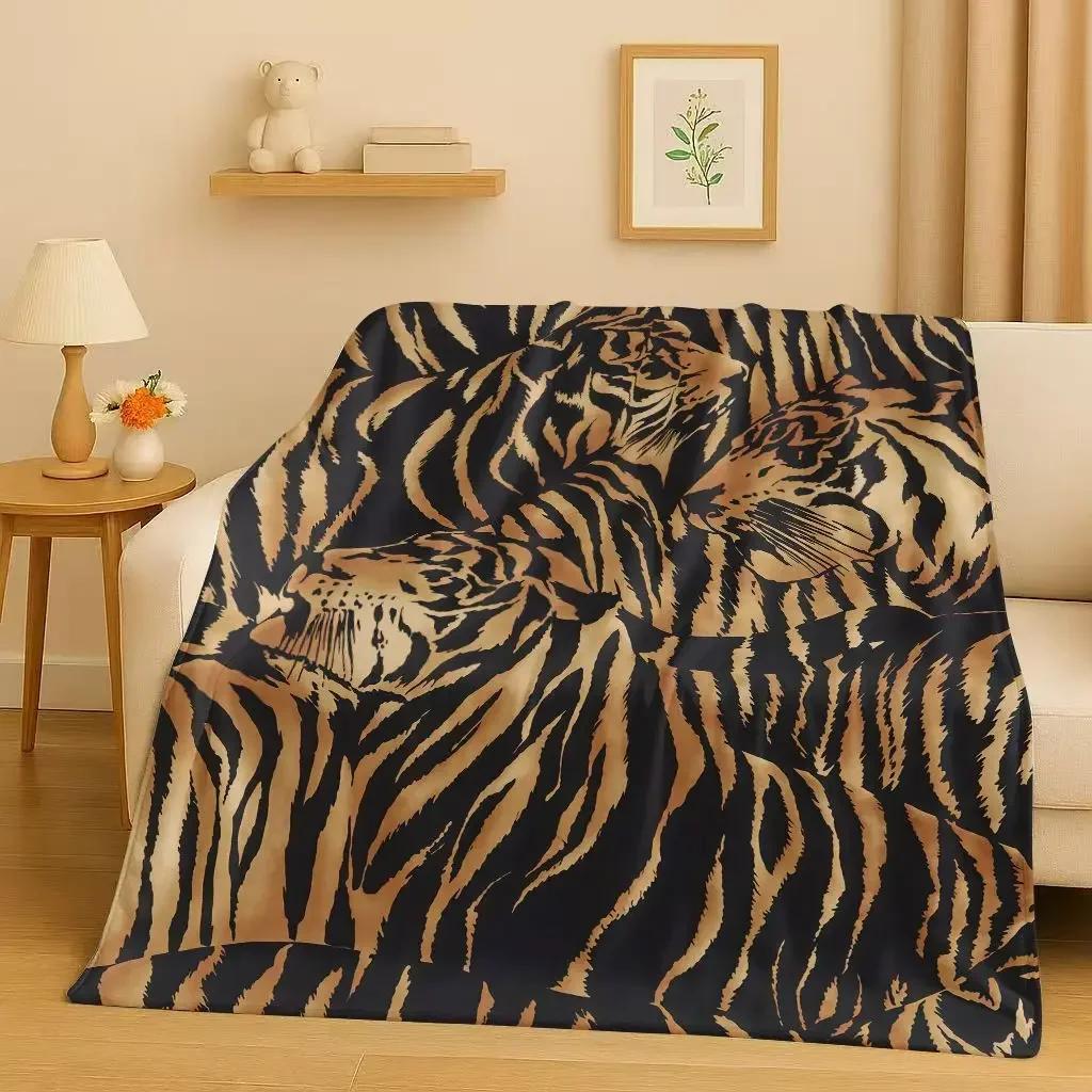 HD Zebra Tiger Leopard Beast Stripe Print Art Flannel Blanket,Ultra Soft Warm Plush Throw for Home Bedroom Bed Sofa Cover Office