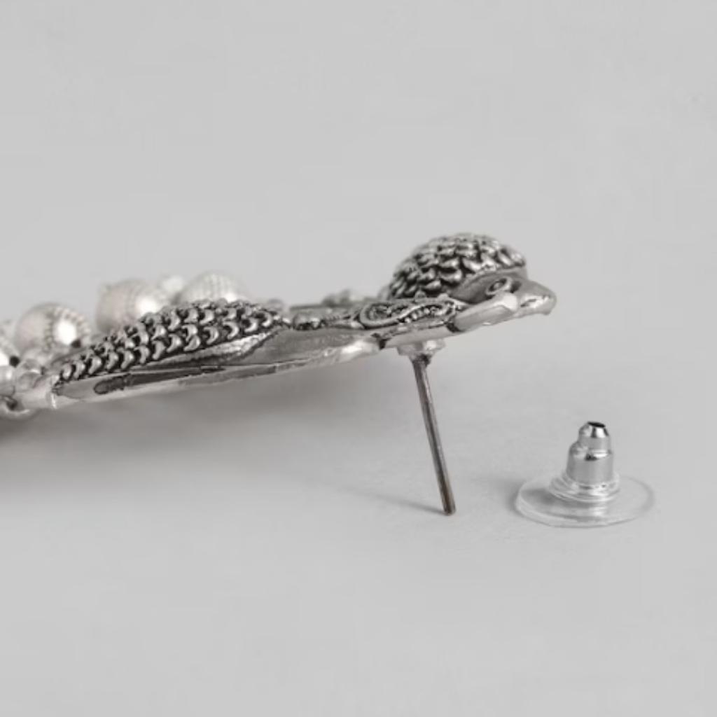 Oksidert Sølvpolerte Øredobber, Sølv Perlesmykker, Håndlagde Øredobber, Moteøredobber for Kvinner