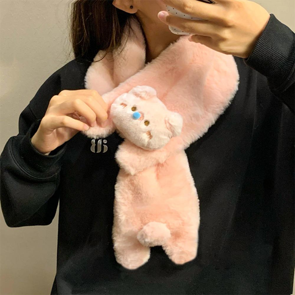 Thicken Windproof Cross Scarf Plush Neck Warmer New Neckerchief Wrap  Winter